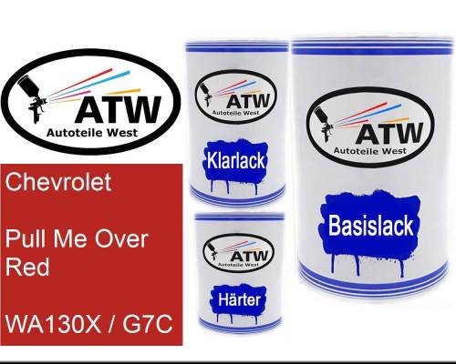Chevrolet, Pull Me Over Red, WA130X / G7C: 500ml Lackdose + 500ml Klarlack + 250ml Härter - Set, von ATW Autoteile West.